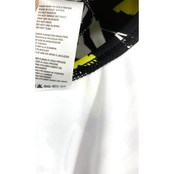 NWT DKNY Sz M Black & Yellow Floral Ruffle Trim One Piece Swim Bathing Suit NEW - Picture 8 of 9